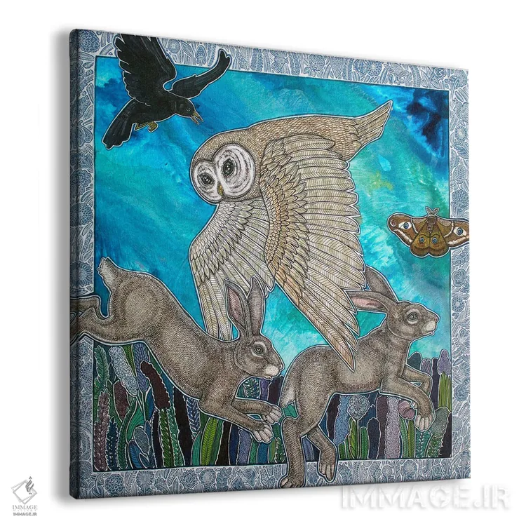 تابلو دکوراتیو خرگوش ها گریزان اثر لینت شلی - نمای پرسپکتیو محصول