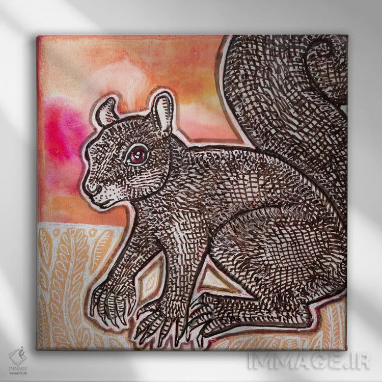 تابلو دکوراتیو کمی سنجابی اثر لینت شلی - نمای روبهرو روی دیوار