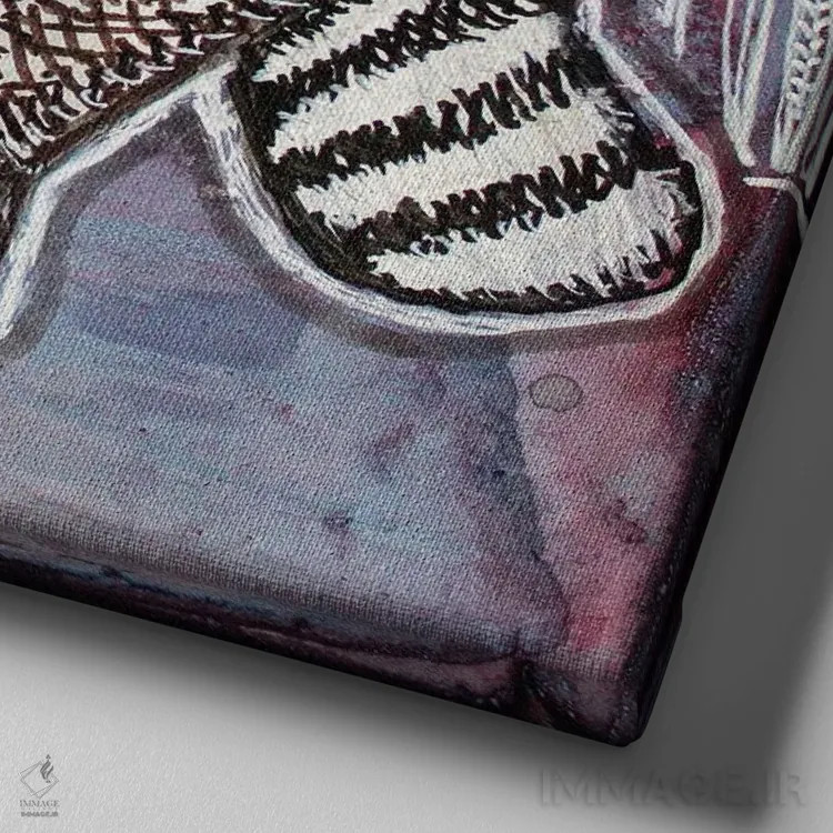 تابلو دکوراتیو با چشم های درخشان و دمی پف کرده اثر لینت شلی - نمای نزدیک بافت بوم