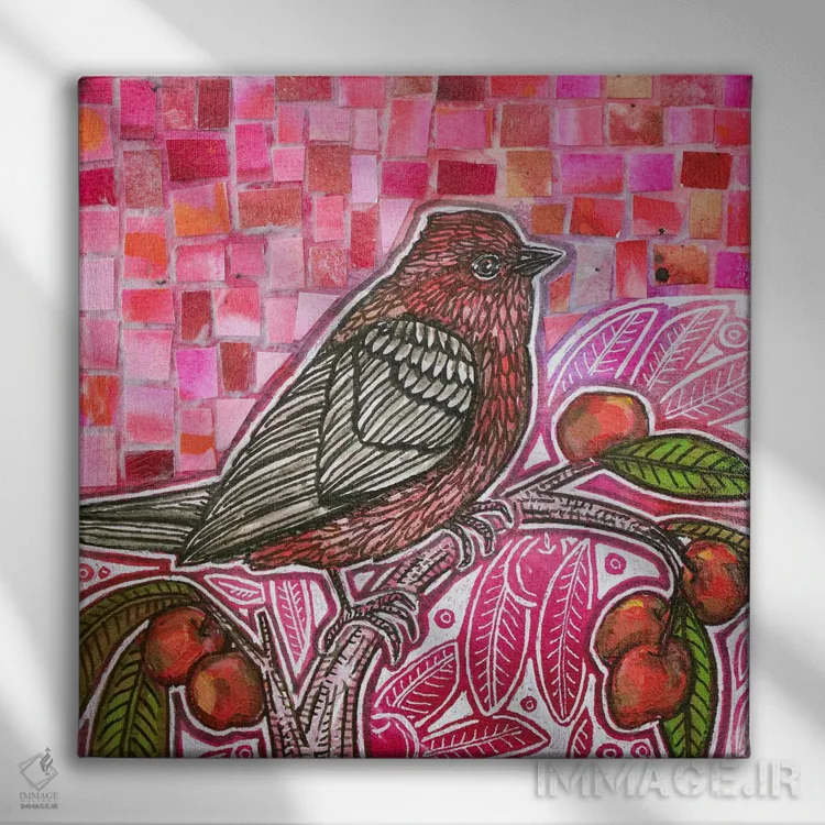 تابلو دکوراتیو گیلاس شیرین اثر لینت شلی - نمای روبهرو روی دیوار