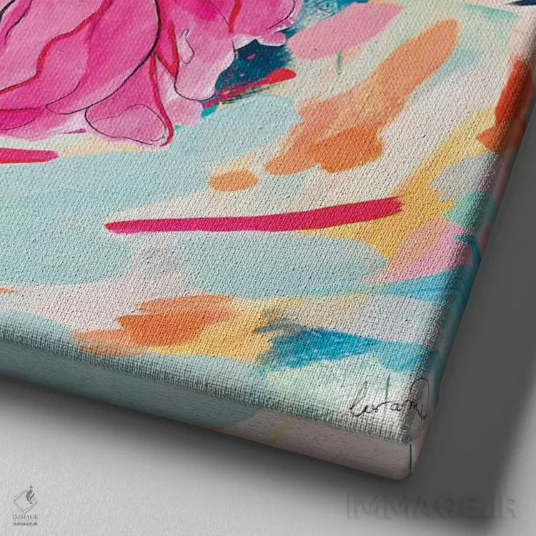 تابلو انتزاعی سفر قورباغه در رنگ ها اثر لاستاناو - نمای نزدیک بافت بوم