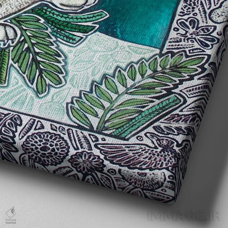 تابلو دکوراتیو خبرچین یک اثر لینت شلی - نمای نزدیک بافت بوم