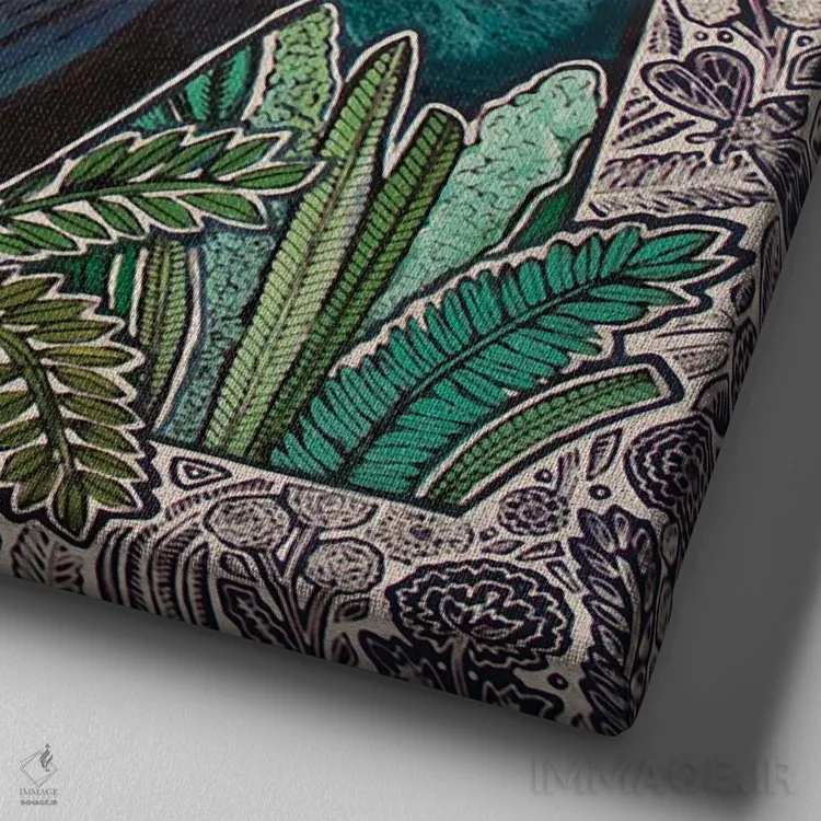 تابلو دکوراتیو خبرچین دو اثر لینت شلی - نمای نزدیک بافت بوم