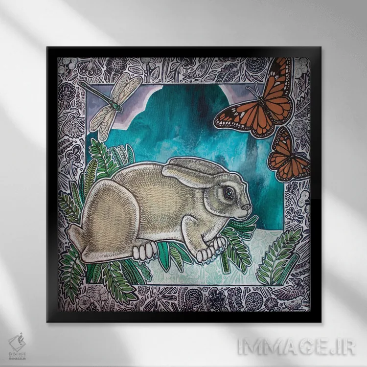 تابلو دکوراتیو خبرچین یک اثر لینت شلی - نمای قابدار مشکی