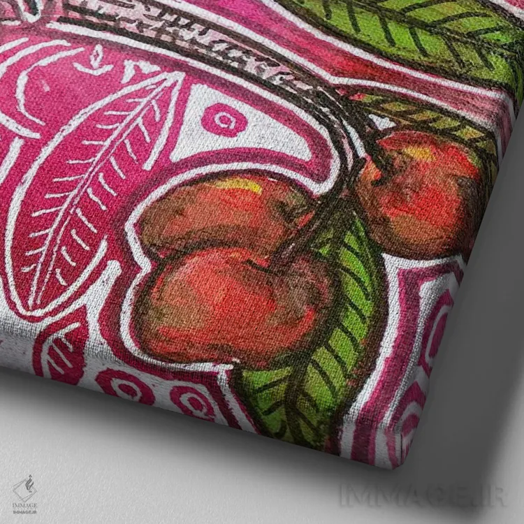 تابلو دکوراتیو گیلاس شیرین اثر لینت شلی - نمای نزدیک بافت بوم