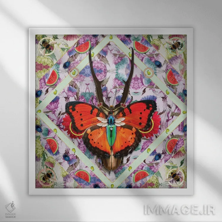 تابلو دکوراتیو پادشاه حشرات II اثر لاستاناو - نمای قابدار سفید