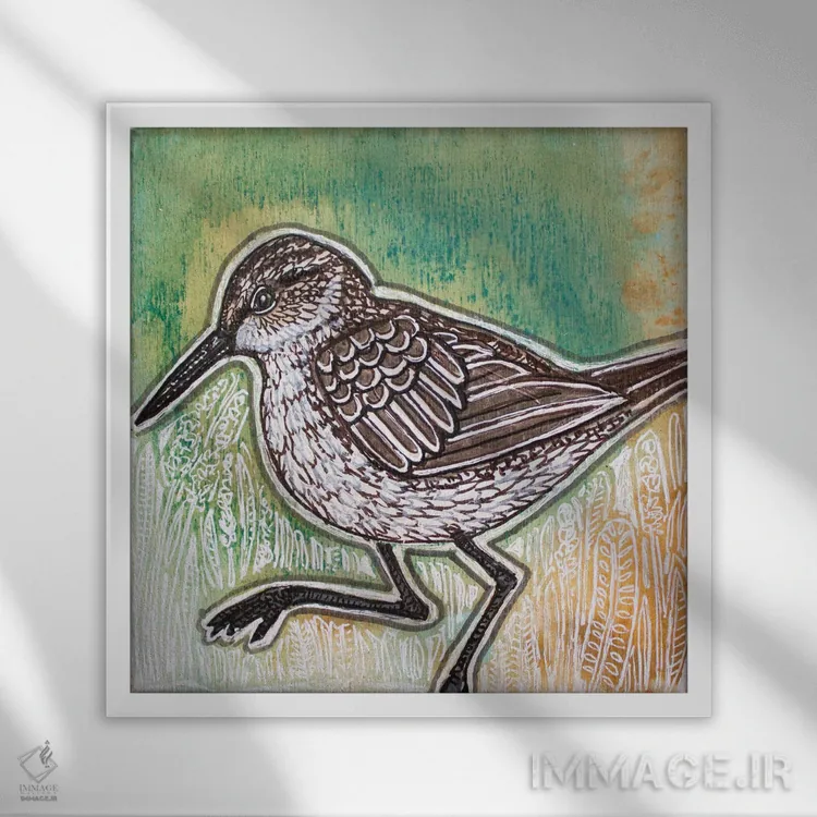 تابلو دکوراتیو پرستوی خمیده نوک اثر لینت شلی - نمای قابدار سفید