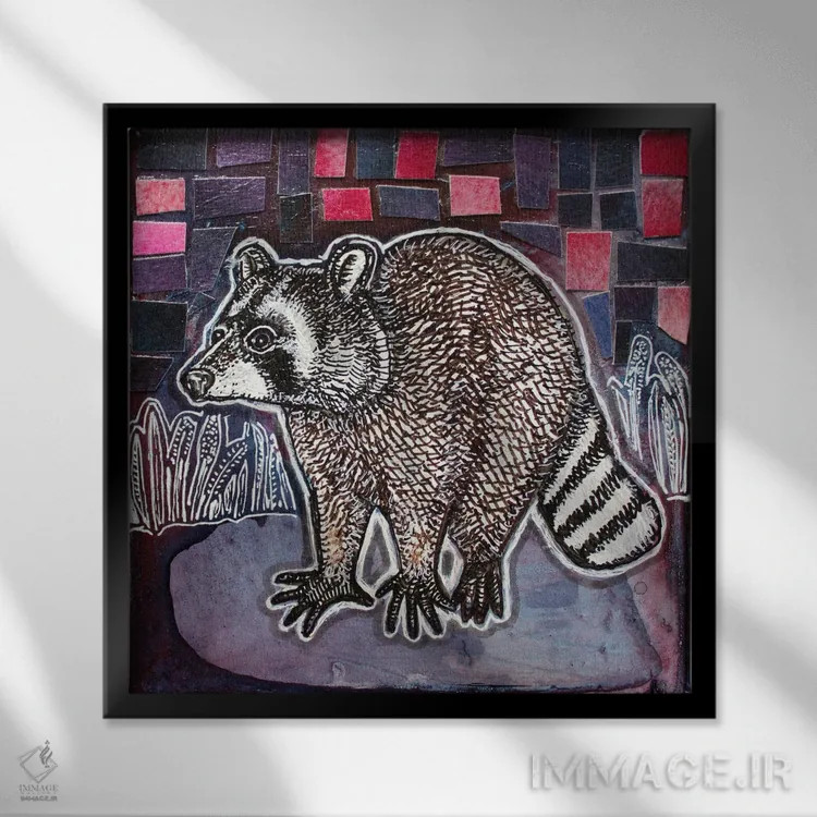 تابلو دکوراتیو با چشم های درخشان و دمی پف کرده اثر لینت شلی - نمای قابدار مشکی