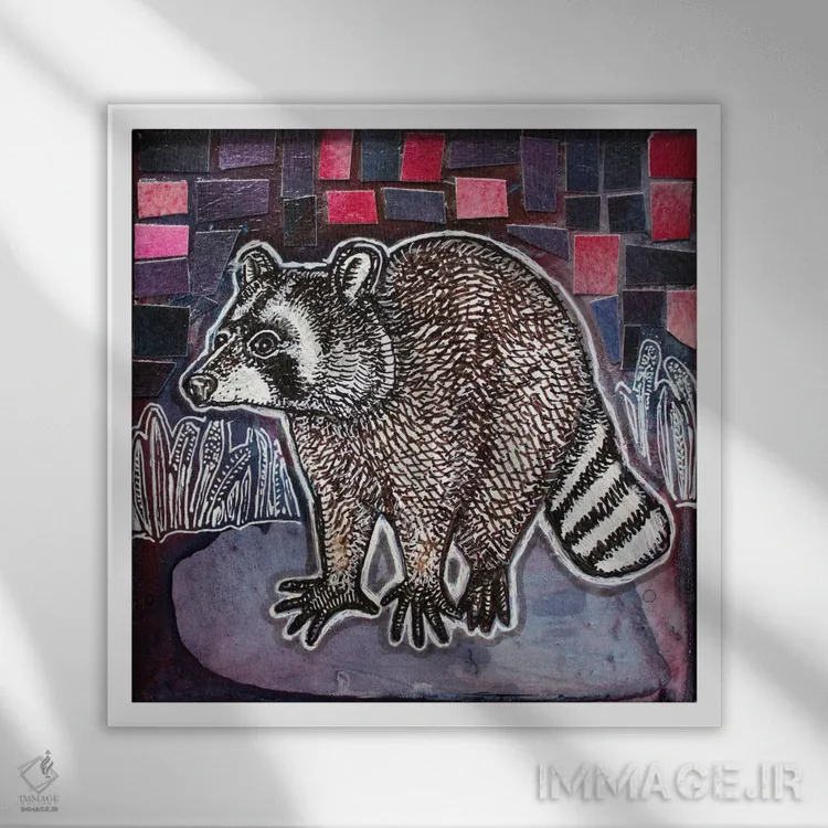 تابلو دکوراتیو با چشم های درخشان و دمی پف کرده اثر لینت شلی - نمای قابدار سفید