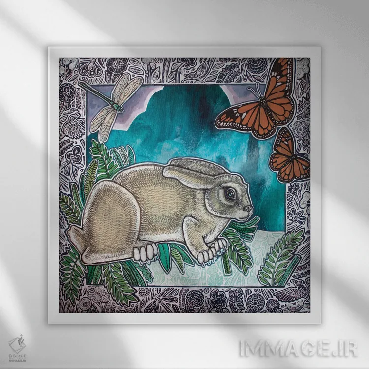 تابلو دکوراتیو خبرچین یک اثر لینت شلی - نمای قابدار سفید