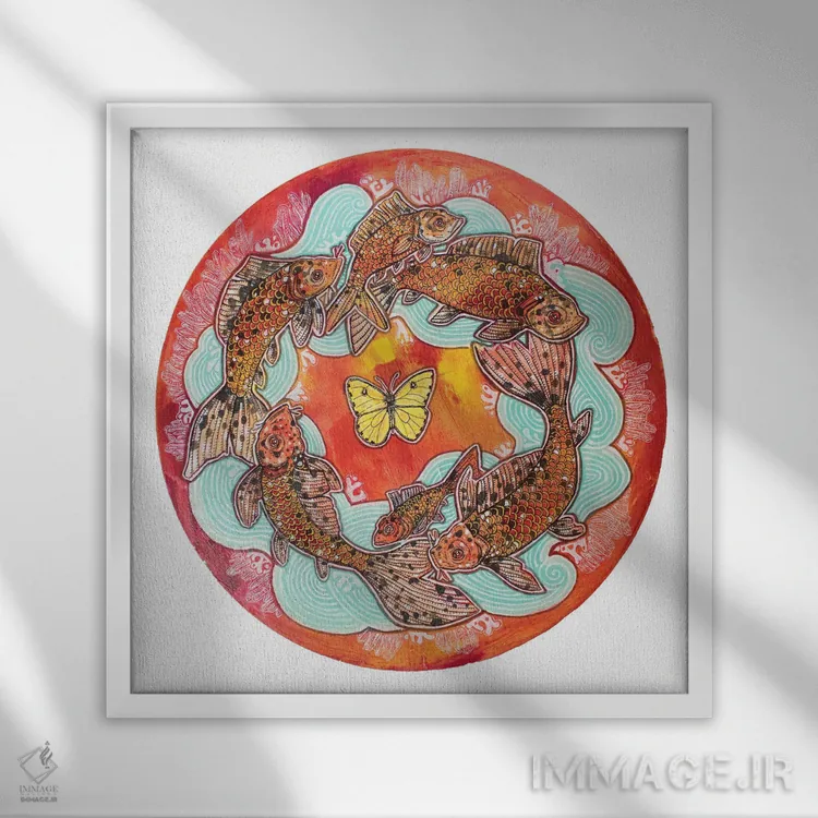 تابلو دکوراتیو حلقه طلایی اثر لینت شلی - نمای قابدار سفید