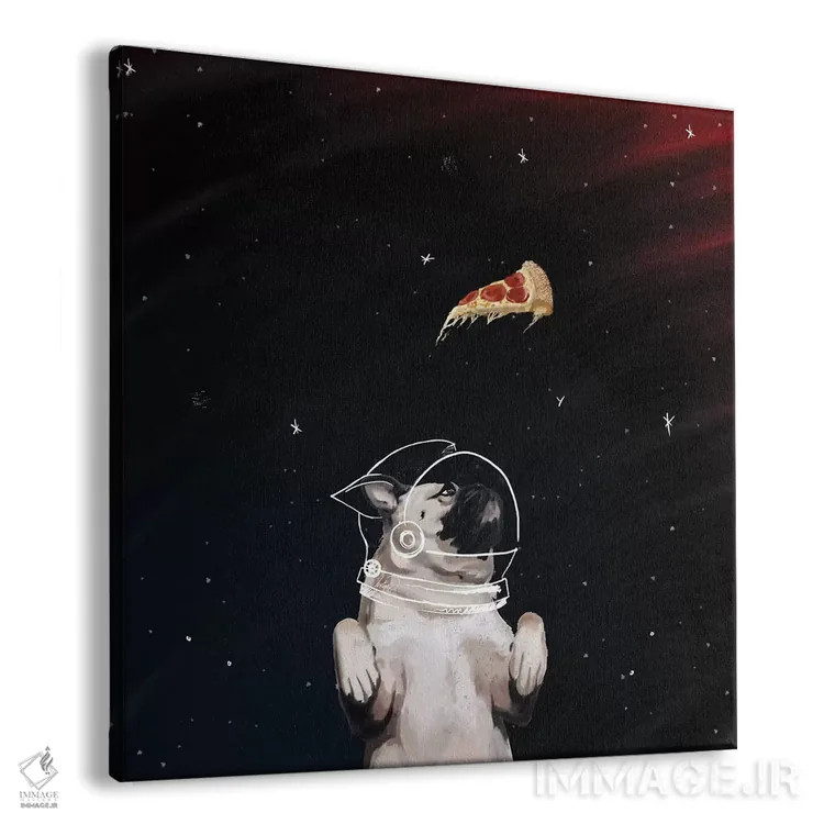 تابلو دکوراتیو پاگ و پیتزا در فضا اثر لاستاناو - نمای پرسپکتیو محصول