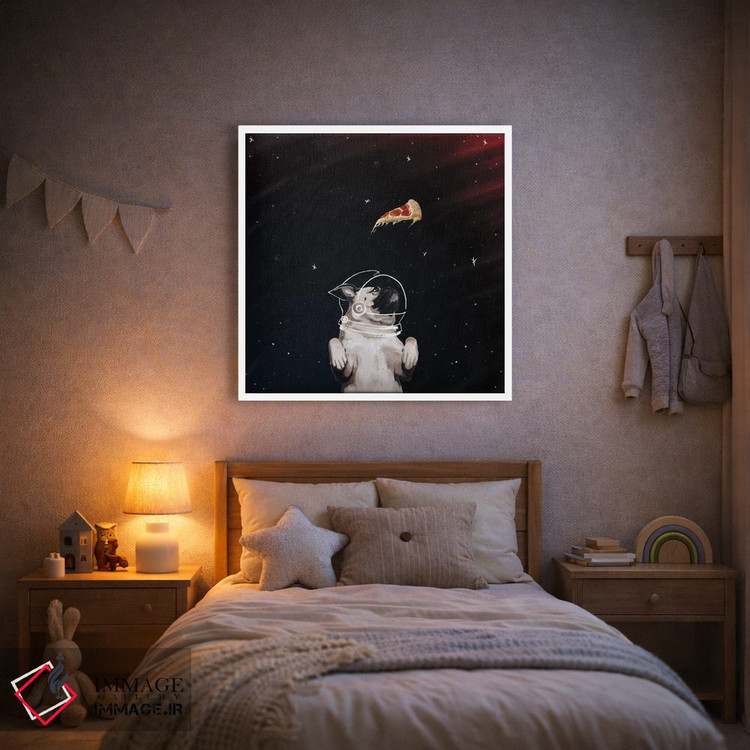 تابلو دکوراتیو پاگ و پیتزا در فضا اثر لاستاناو - D1W