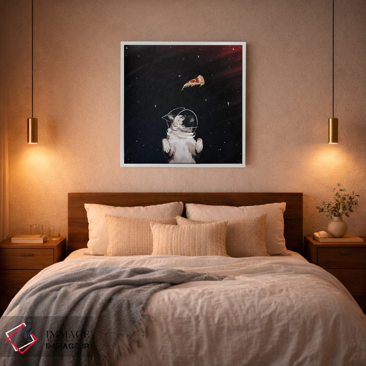 تابلو دکوراتیو پاگ و پیتزا در فضا اثر لاستاناو - D3W