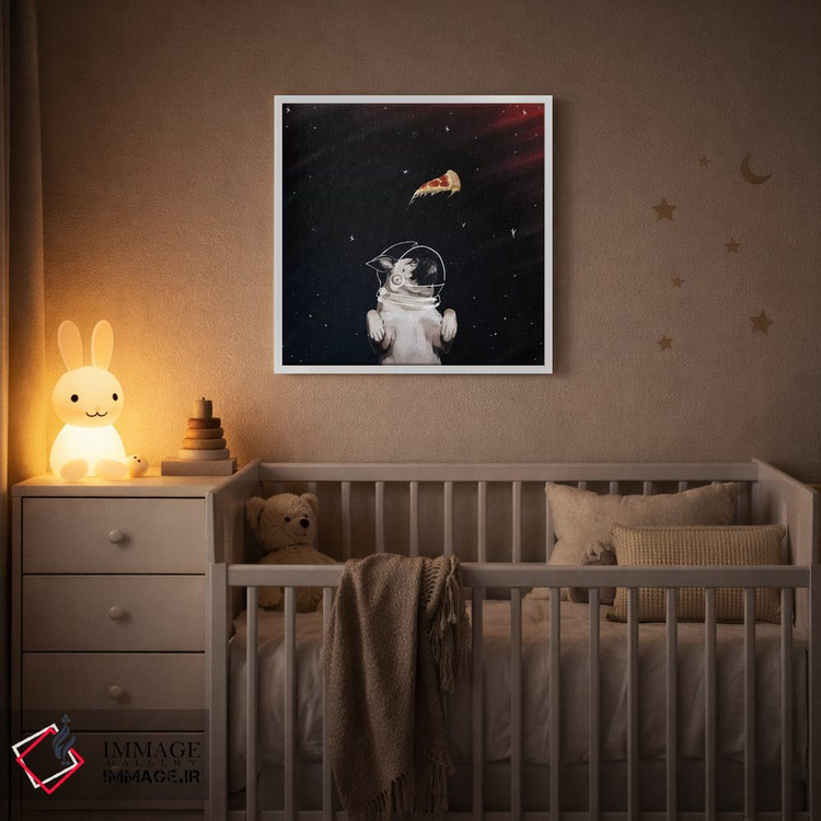 تابلو دکوراتیو پاگ و پیتزا در فضا اثر لاستاناو - D4W