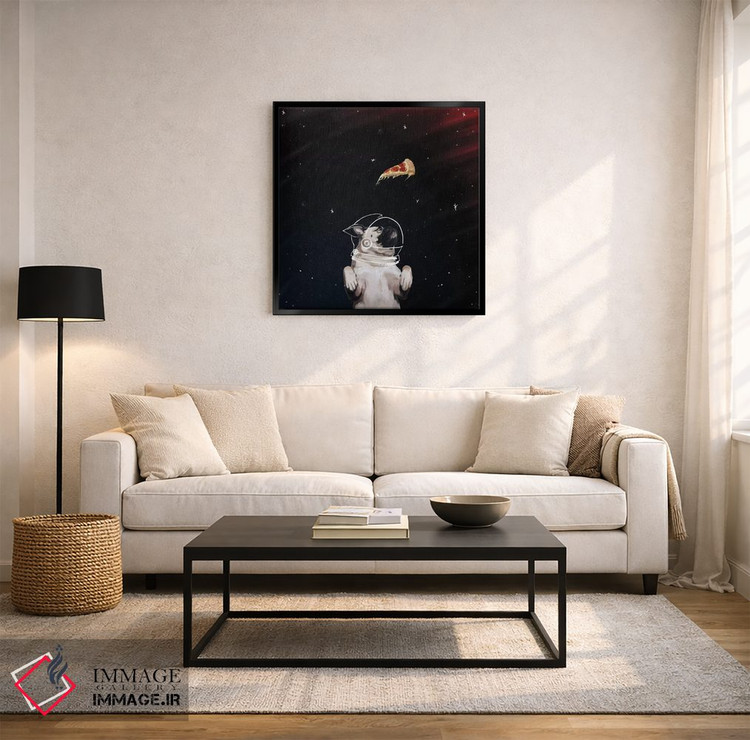 تابلو دکوراتیو پاگ و پیتزا در فضا اثر لاستاناو - D5B