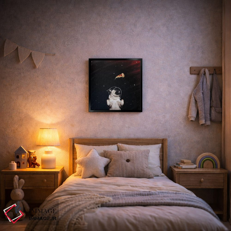 تابلو دکوراتیو پاگ و پیتزا در فضا اثر لاستاناو - D6B