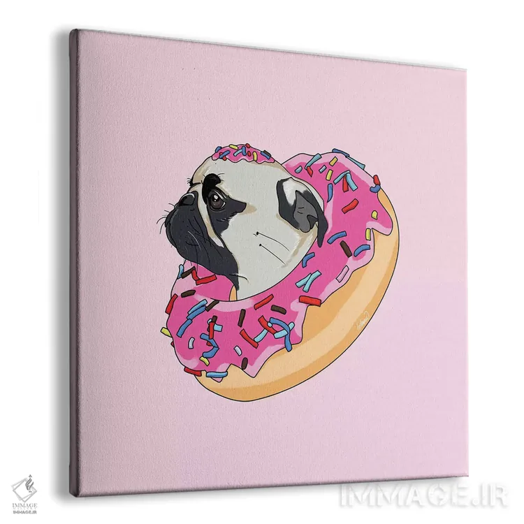 تابلو دکوراتیو پاگ و دونات توت فرنگی II اثر لاستاناو - نمای پرسپکتیو محصول