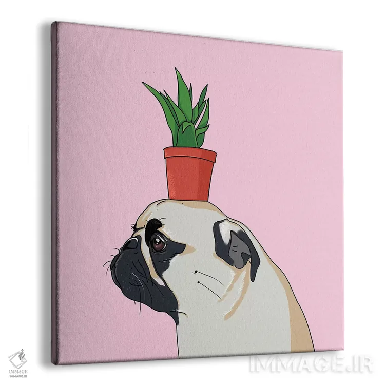 تابلو دکوراتیو پاگ و گلدان گل اثر لاستاناو - نمای پرسپکتیو محصول