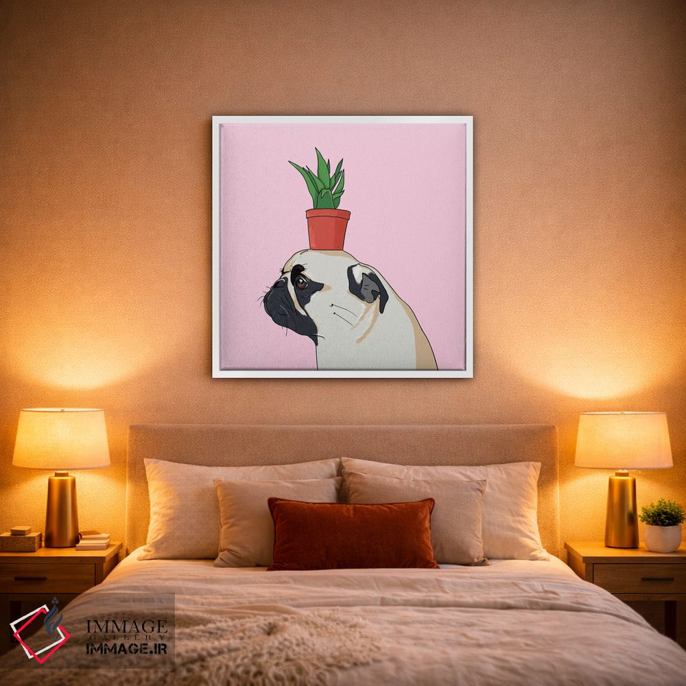 تابلو دکوراتیو پاگ و گلدان گل اثر لاستاناو - D1W