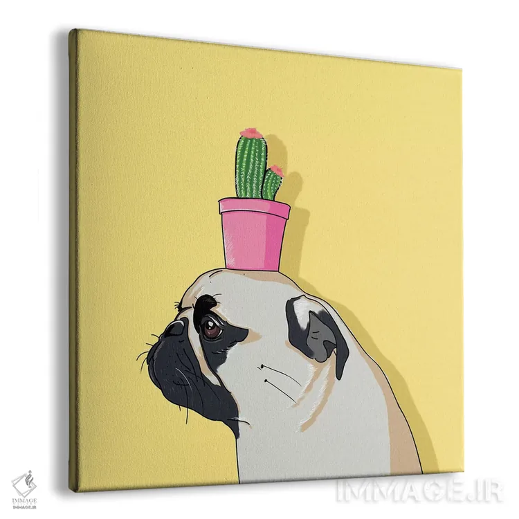 تابلو دکوراتیو پاگ و گلدان کاکتوس اثر لاستاناو - نمای پرسپکتیو محصول
