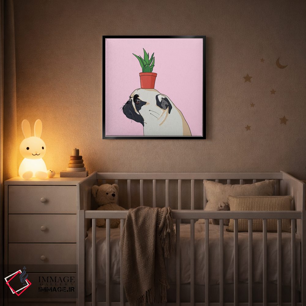 تابلو دکوراتیو پاگ و گلدان گل اثر لاستاناو - D3B