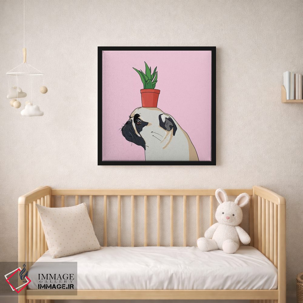 تابلو دکوراتیو پاگ و گلدان گل اثر لاستاناو - D2B