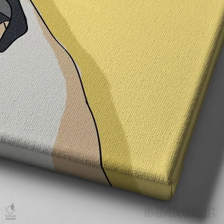 تابلو دکوراتیو پاگ و گلدان کاکتوس اثر لاستاناو - نمای نزدیک بافت بوم