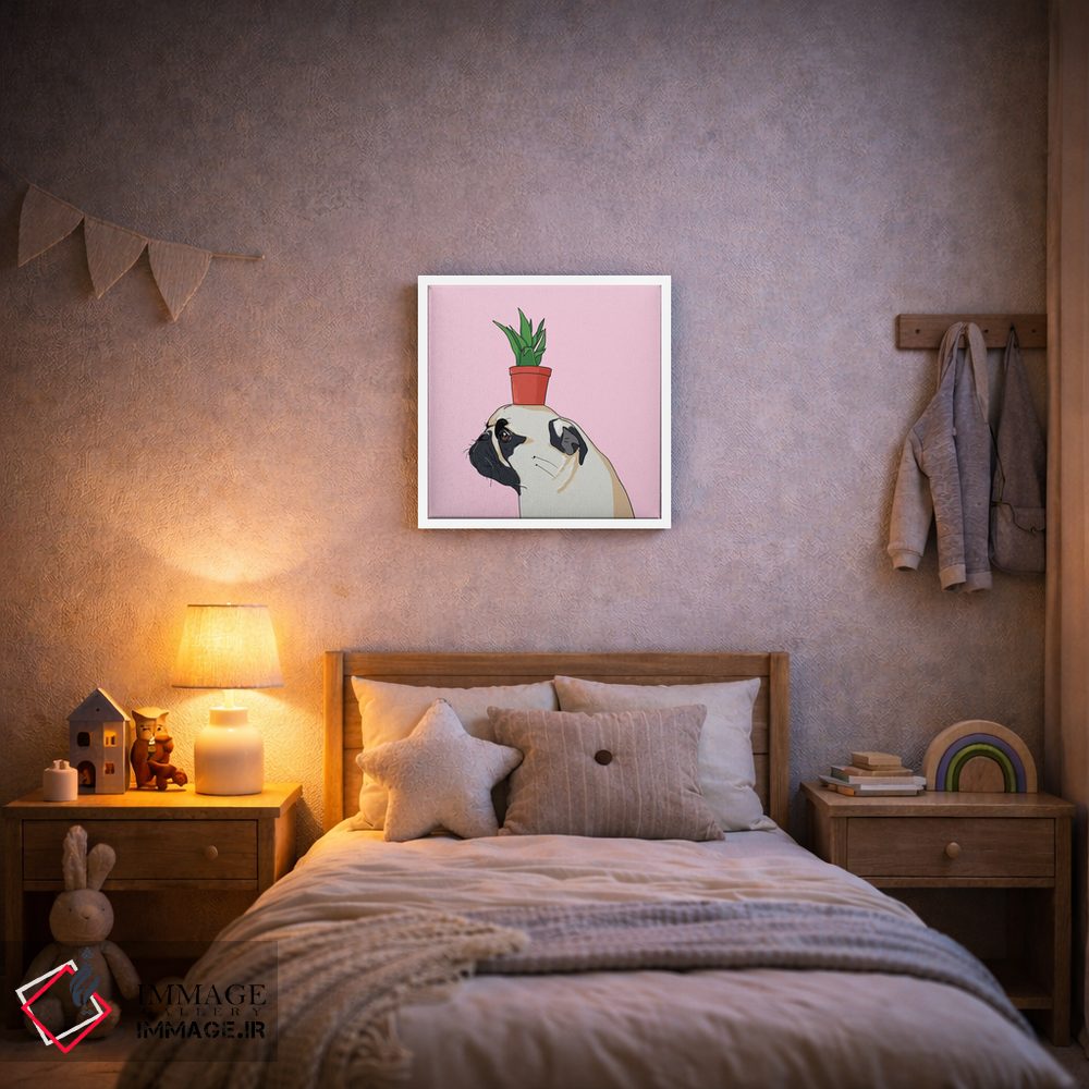 تابلو دکوراتیو پاگ و گلدان گل اثر لاستاناو - D5W