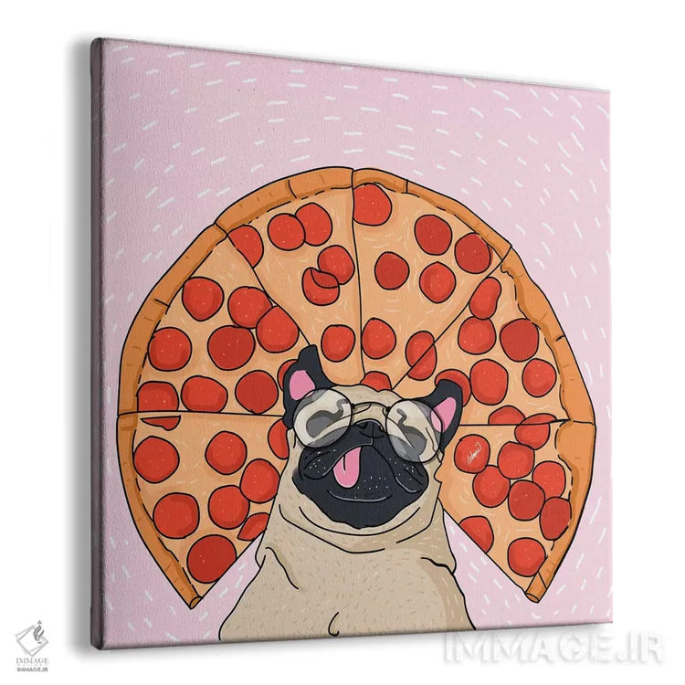 تابلو دکوراتیو نقاشی پاگ و پیتزا اثر لاستاناو - نمای پرسپکتیو محصول