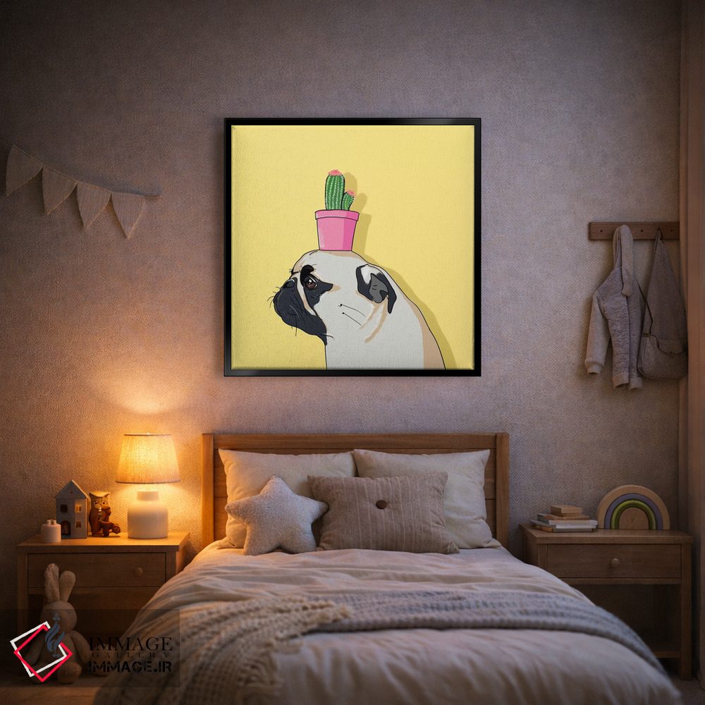 تابلو دکوراتیو پاگ و گلدان کاکتوس اثر لاستاناو - D2B