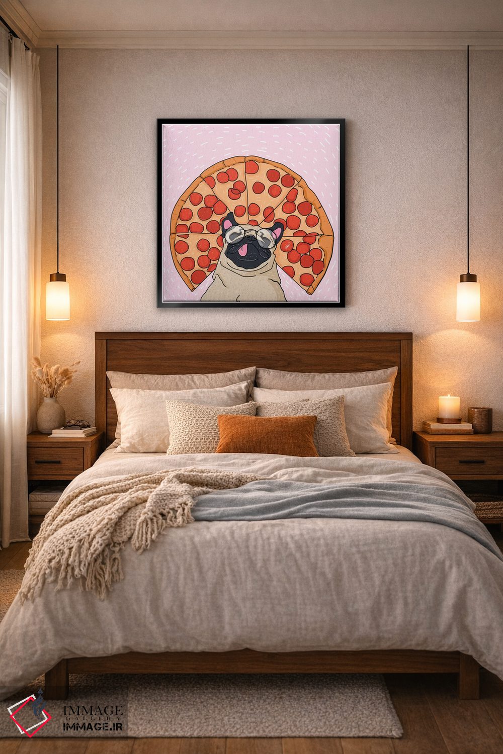 تابلو دکوراتیو نقاشی پاگ و پیتزا اثر لاستاناو - D6B