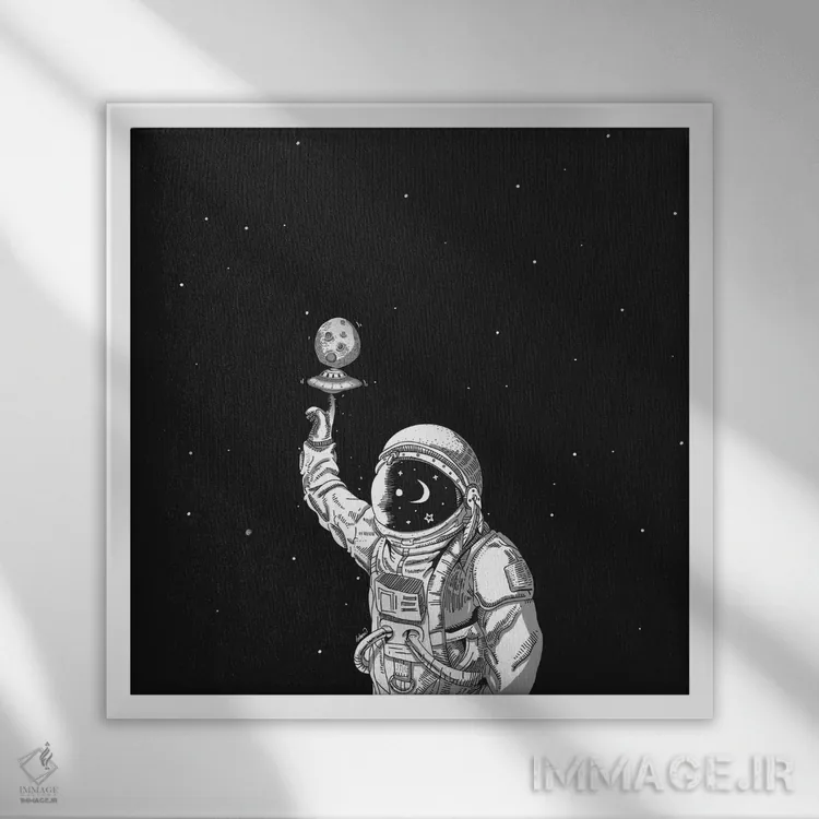 تابلو دکوراتیو گردآورنده فضا اثر لاستاناو - نمای قابدار سفید