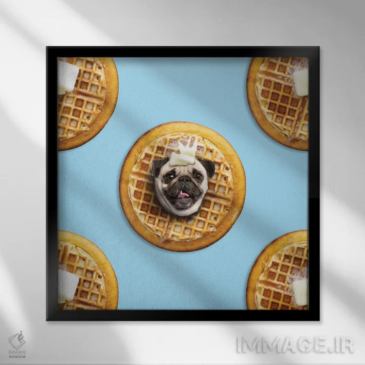 تابلو دکوراتیو پاگ وافل اثر لاستاناو - نمای قابدار مشکی