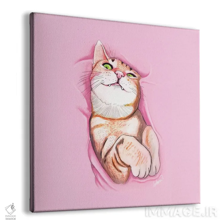 تابلو دکوراتیو گربه شیرین اثر لاستاناو - نمای پرسپکتیو محصول