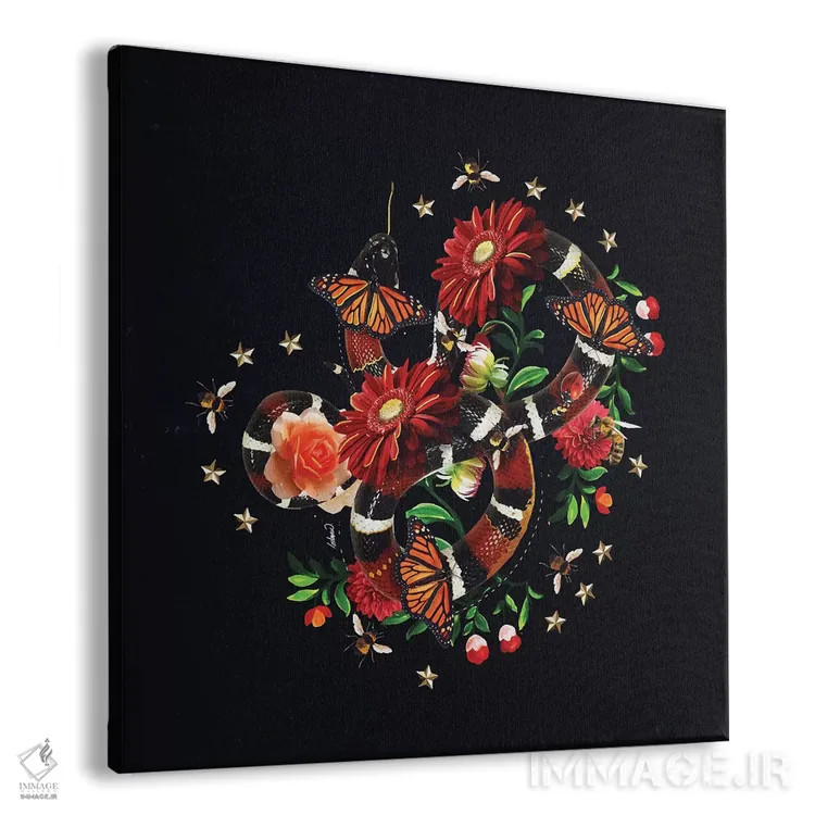 تابلو دکوراتیو مار و گل ها اثر لاستاناو - نمای پرسپکتیو محصول