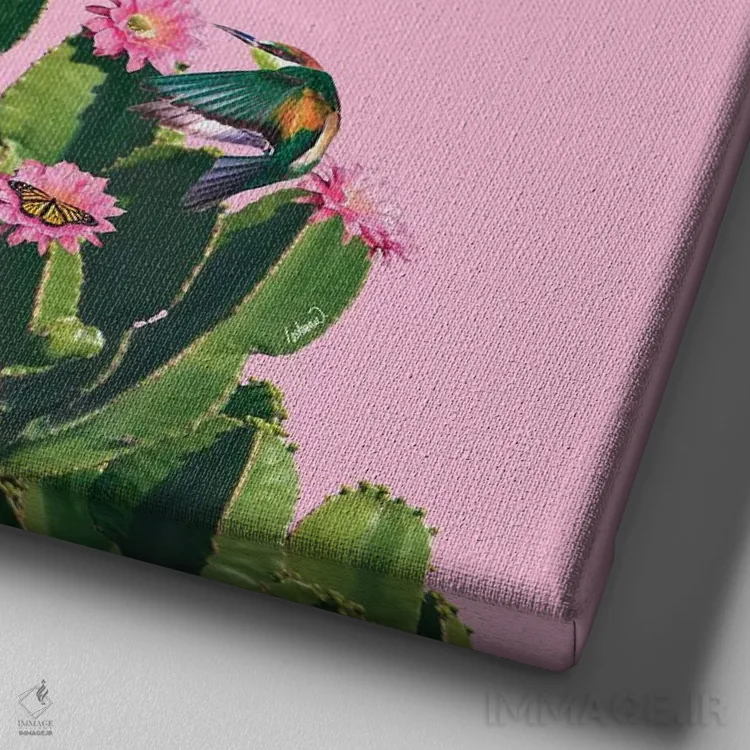 تابلو دکوراتیو کاکتوس آبدار اثر لاستاناو - نمای نزدیک بافت بوم