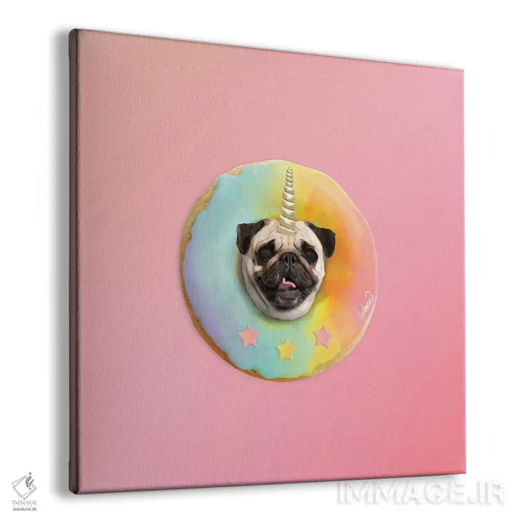 تابلو دکوراتیو پاگ تک شاخ و دونات پاستلی اثر لاستاناو - نمای پرسپکتیو محصول