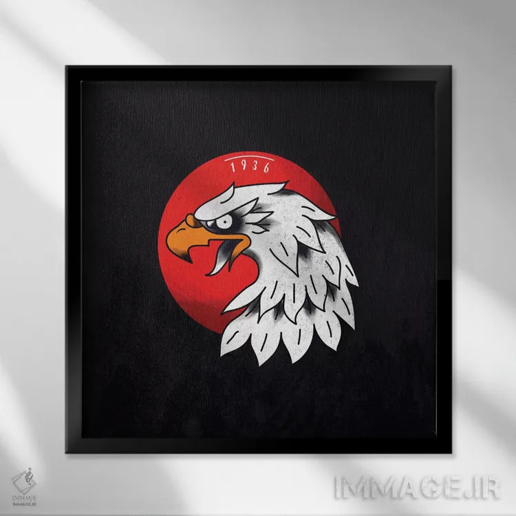 تابلو دکوراتیو تتو کلاسیک عقاب ۱۹۳۶ اثر لاستاناو - نمای قابدار مشکی