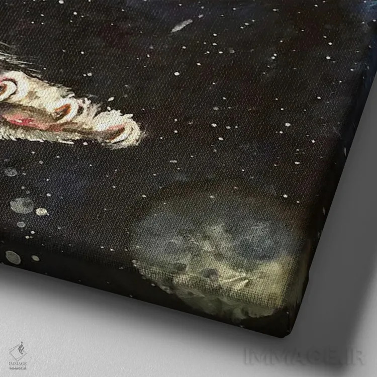 تابلو دکوراتیو بچه گربه پرنده اثر لنا اسمیرنوا - نمای نزدیک بافت بوم