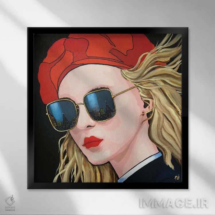 تابلو دکوراتیو کلاه قرمزی کوچک اثر لنا اسمیرنوا - نمای قابدار مشکی