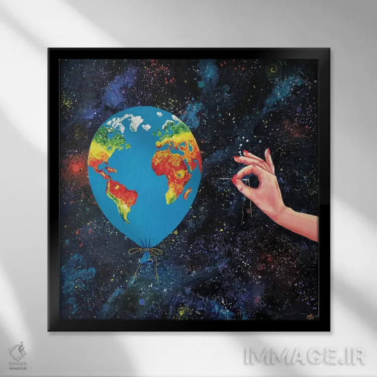 تابلو دکوراتیو سیاره من اثر لنا اسمیرنوا - نمای قابدار مشکی