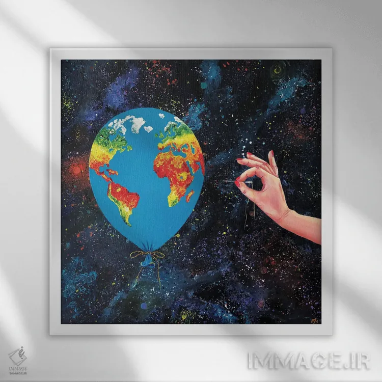 تابلو دکوراتیو سیاره من اثر لنا اسمیرنوا - نمای قابدار سفید