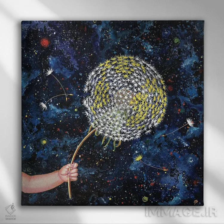 تابلو دکوراتیو قاصدک اثر لنا اسمیرنوا - نمای روبهرو روی دیوار