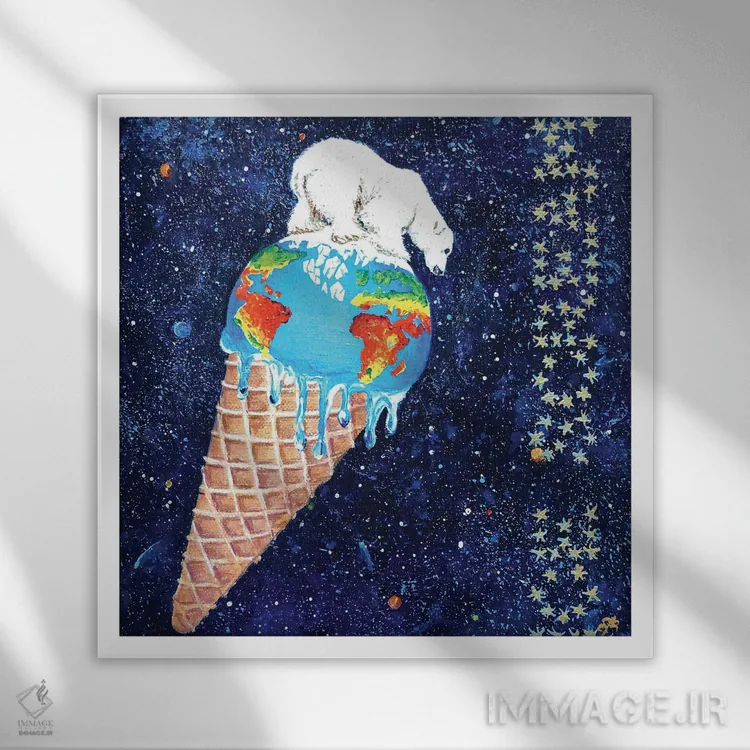 تابلو دکوراتیو جیغ یخی اثر لنا اسمیرنوا - نمای قابدار سفید