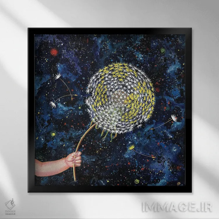 تابلو دکوراتیو قاصدک اثر لنا اسمیرنوا - نمای قابدار مشکی