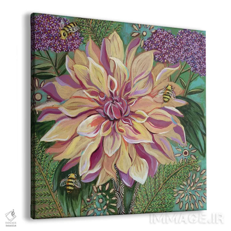 تابلو دکوراتیو داهلیا با گیاه وربنا اثر لینه آ توبیاس - نمای پرسپکتیو محصول