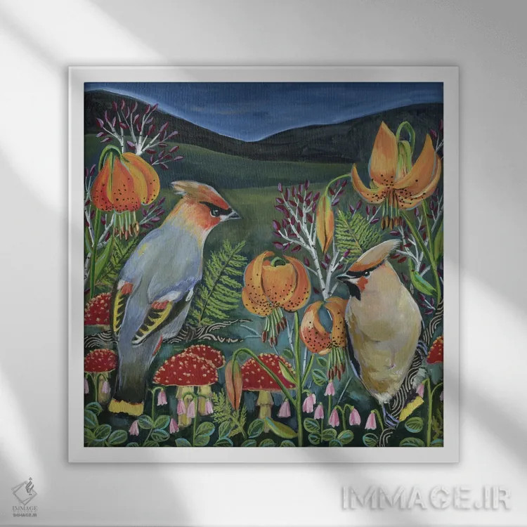 تابلو دکوراتیو موم بال سدار اثر لینه آ توبیاس - نمای قابدار سفید