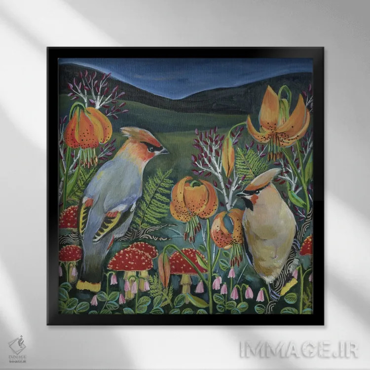 تابلو دکوراتیو موم بال سدار اثر لینه آ توبیاس - نمای قابدار مشکی