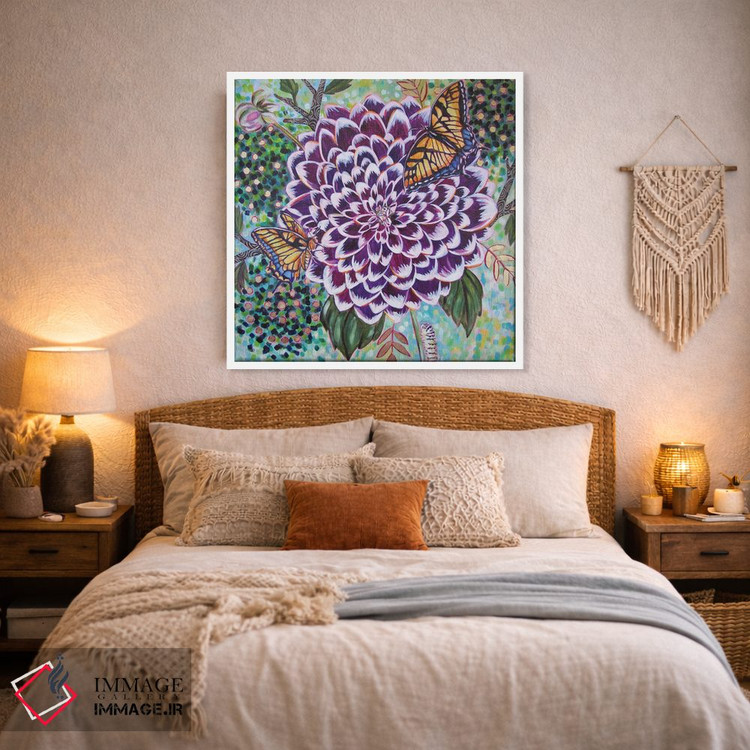 تابلو دکوراتیو داهلیا با پروانه های دم چلچله ای اثر لینه آ توبیاس - D3W
